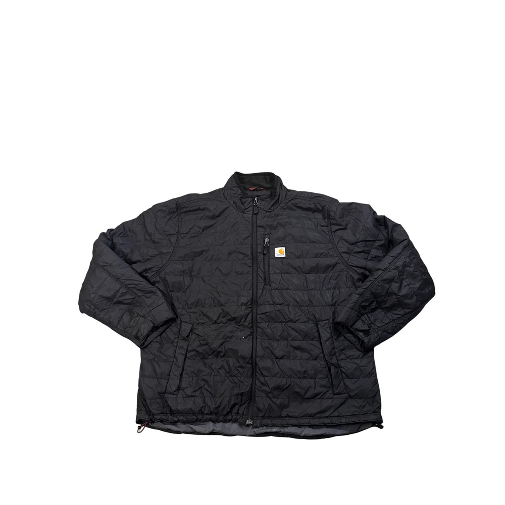 Carhartt Gilliam Jacket Mens XL Black Quilted Puffer Cordura Nylon Full Zip Coat